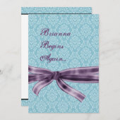 Invitation Damassé bleue et pourpre de célébration de divorce (Devant / Derrière)