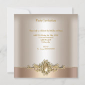 Invitation Damassé Crème Café Anniversaire Perle (Dos)