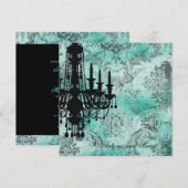 Invitation Damassé de gris de turquoise de lustre de la (Devant / Derrière)