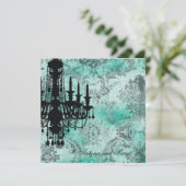 Invitation Damassé de gris de turquoise de lustre de la (Debout devant)