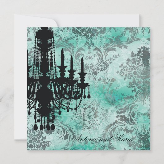 Invitation Damassé de gris de turquoise de lustre de la (Devant)