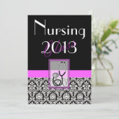 Invitation Damassé d'invitations d'obtention du diplôme (Debout devant)