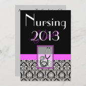 Invitation Damassé d'invitations d'obtention du diplôme (Devant / Derrière)