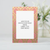 Invitation Damassé d'or et de classique de rose (Debout devant)