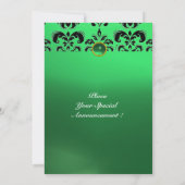 Invitation DAMASSÉ ÉMERAUDE PIERRE PRÉCIEUSE MONOGRAMME vert  (Dos)