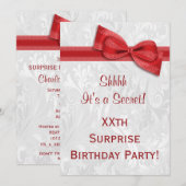Invitation Damassé et arc de fête d'anniversaire de SURPRISE (Devant / Derrière)