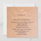 Invitation Damassé et Roses Pêche 15e Anniversaire de Mariage (Dos)