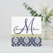 Invitation Damassé faite sur commande de bleu de monogramme (Debout devant)