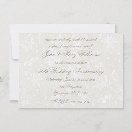 Invitation Damassé gras 30e anniversaire de mariage Invitatio (Dos)