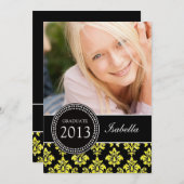 INVITATION DAMASSÉ JAUNE GIRLY DE PARTIES SCINTILLANTES DE (Devant / Derrière)