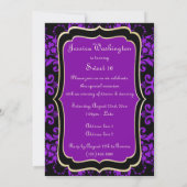 Invitation Damassé lilas et or gothique (Dos)