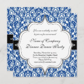 Invitation Damassé marocaine bleue et blanche (Devant / Derrière)