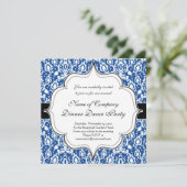 Invitation Damassé marocaine bleue et blanche (Debout devant)