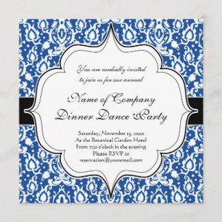 Invitation Damassé marocaine bleue et blanche