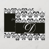 INVITATION DAMASSÉ MONOGRAMME NOIR ET BLANC (Devant / Derrière)
