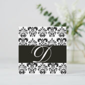 INVITATION DAMASSÉ MONOGRAMME NOIR ET BLANC (Debout devant)