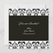 INVITATION DAMASSÉ MONOGRAMME NOIR ET BLANC (Dos)