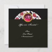 Invitation DAMASSÉ MONOGRAMME NOIR ET BLANC, rubis rouge, (Dos)
