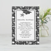 Invitation Damassé, mortier, obtention du diplôme de diplôme (Debout devant)