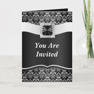 Invitation Damassé noir et blanc