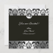 Invitation DAMASSÉ NOIR ET BLANC MONOGRAMME pierre de lune ar (Dos)