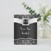 Invitation Damassé noire et blanche (Debout devant)