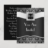 Invitation Damassé noire et blanche (Devant / Derrière)