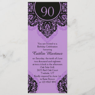 Invitation Damassé noire sur la quatre-vingt-dixième fête