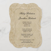 Invitation Damassé Or Clair Réception Seulement (Devant / Derrière)