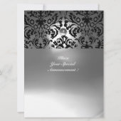 INVITATION DAMASSÉ PIERRE GEMME NOIR ET BLANC MONOGRAMME (Dos)