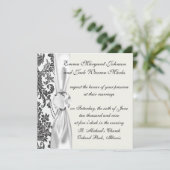 Invitation damassé rose blanc et noir (Debout devant)