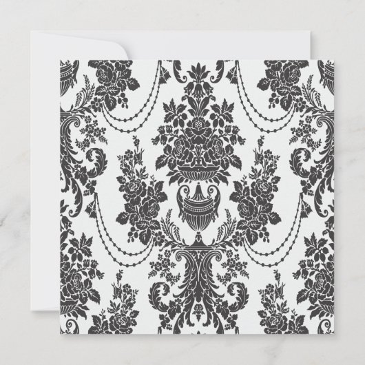 Invitation damassé rose blanc et noir (Dos)