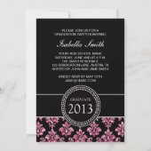INVITATION DAMASSÉ ROSE GIRLY DE PARTIES SCINTILLANTES DE (Dos)