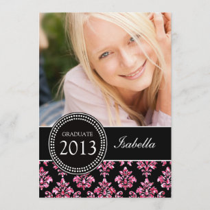 INVITATION DAMASSÉ ROSE GIRLY DE PARTIES SCINTILLANTES DE
