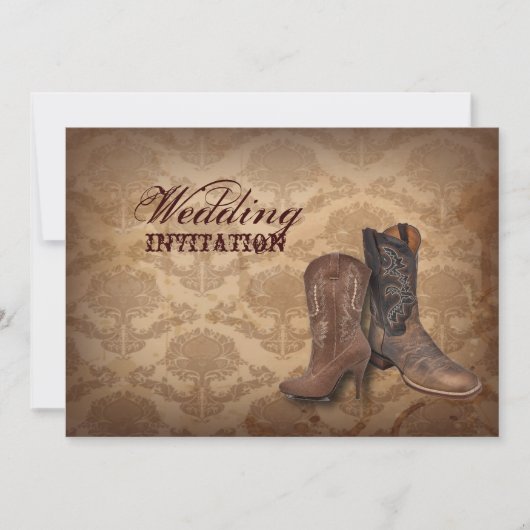 Invitation damassé rustique Western Cowboy mariage (Devant)