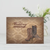 Invitation damassé rustique Western Cowboy mariage (Debout devant)