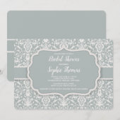 Invitation Damassé Sage (Devant / Derrière)