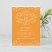 Invitation damassée pour 25e anniversaire orange b (Debout devant)