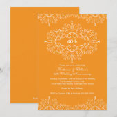Invitation damassée pour 25e anniversaire orange b (Devant / Derrière)