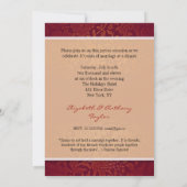 Invitation damassée rouge pour 10 ans de mariage (Dos)