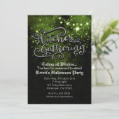 Invitation damassée verte et noire de rassemblemen (Debout devant)