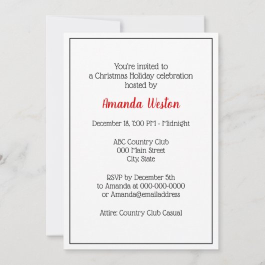 Invitation Dame Art Déco De Noël Avec Des Perles Transp Black (Dos)