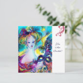 Invitation DAME AU MASQUE / Bal masqué vénitien, blanc (Debout devant)