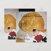 INVITATION DAME AU MONOGRAMME DE ROSE ROUGE POUR FÊTE DE MARI (Devant / Derrière)