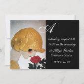 INVITATION DAME AU MONOGRAMME DE ROSE ROUGE POUR FÊTE DE MARI (Dos)