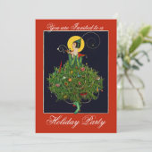 Invitation DAME AUX CADEAUX DE NOËL FÊTE ART DÉCO Xmas (Debout devant)