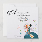 INVITATION DAME AVEC BOUQUET DE FLEURS ET MONOGRAMME DE PAPIL (Dos)