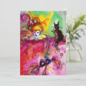 Invitation DAME AVEC CHAT NOIR / Mardi Gras Fête de Mascarade (Debout devant)