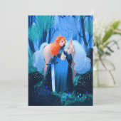 Invitation Dame avec épée et cheval blanc (Debout devant)