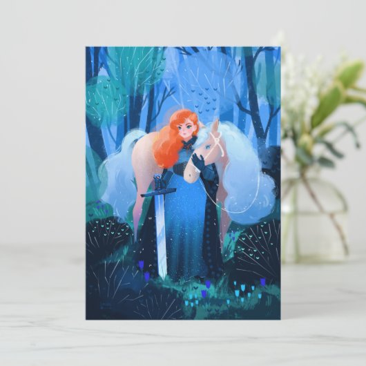 Invitation Dame avec épée et cheval blanc (Debout devant)